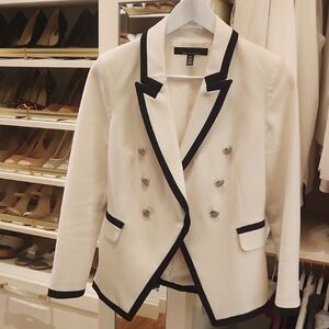 White House Black Market Double-Breasted Blazer in White and Black